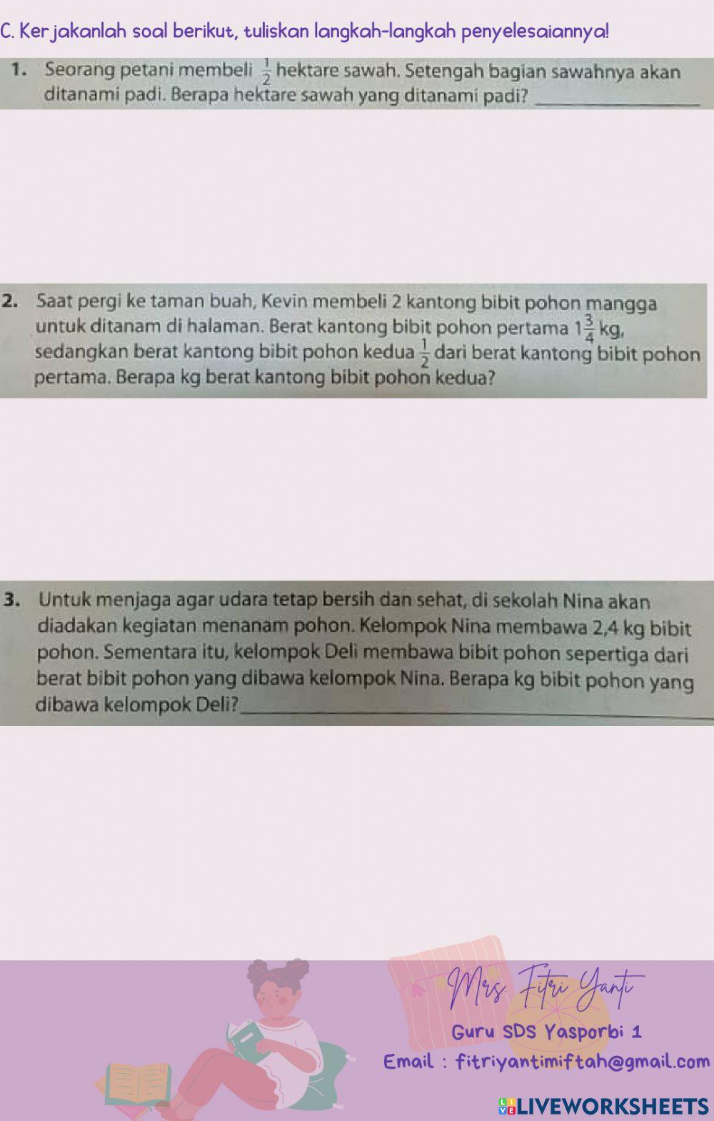 Perkalian Pecahan dan Desimal Perkalian Pecahan dan Desimal