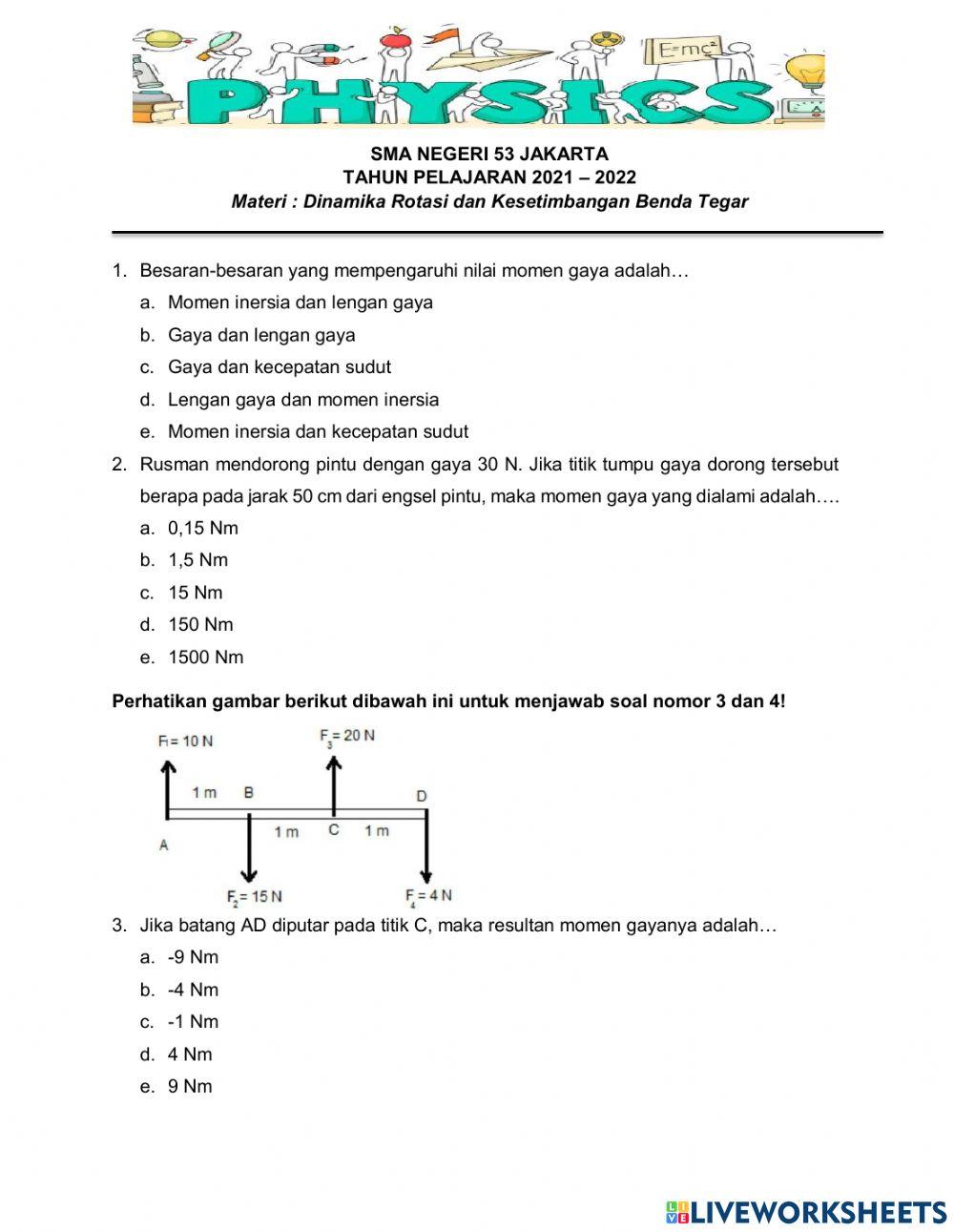 UH 1 Dinamika Rotasi dan Kesetimbangan Benda Tegar
