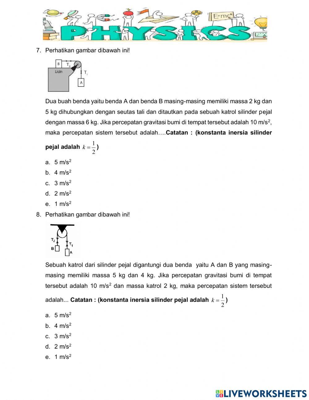 UH 1 Dinamika Rotasi dan Kesetimbangan Benda Tegar