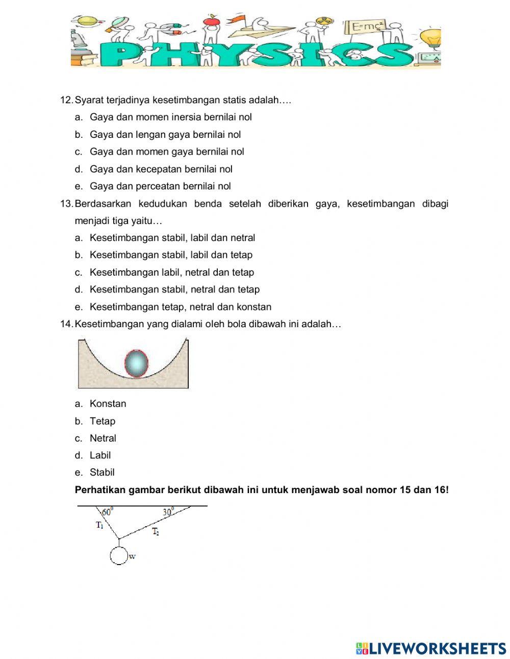 UH 1 Dinamika Rotasi dan Kesetimbangan Benda Tegar
