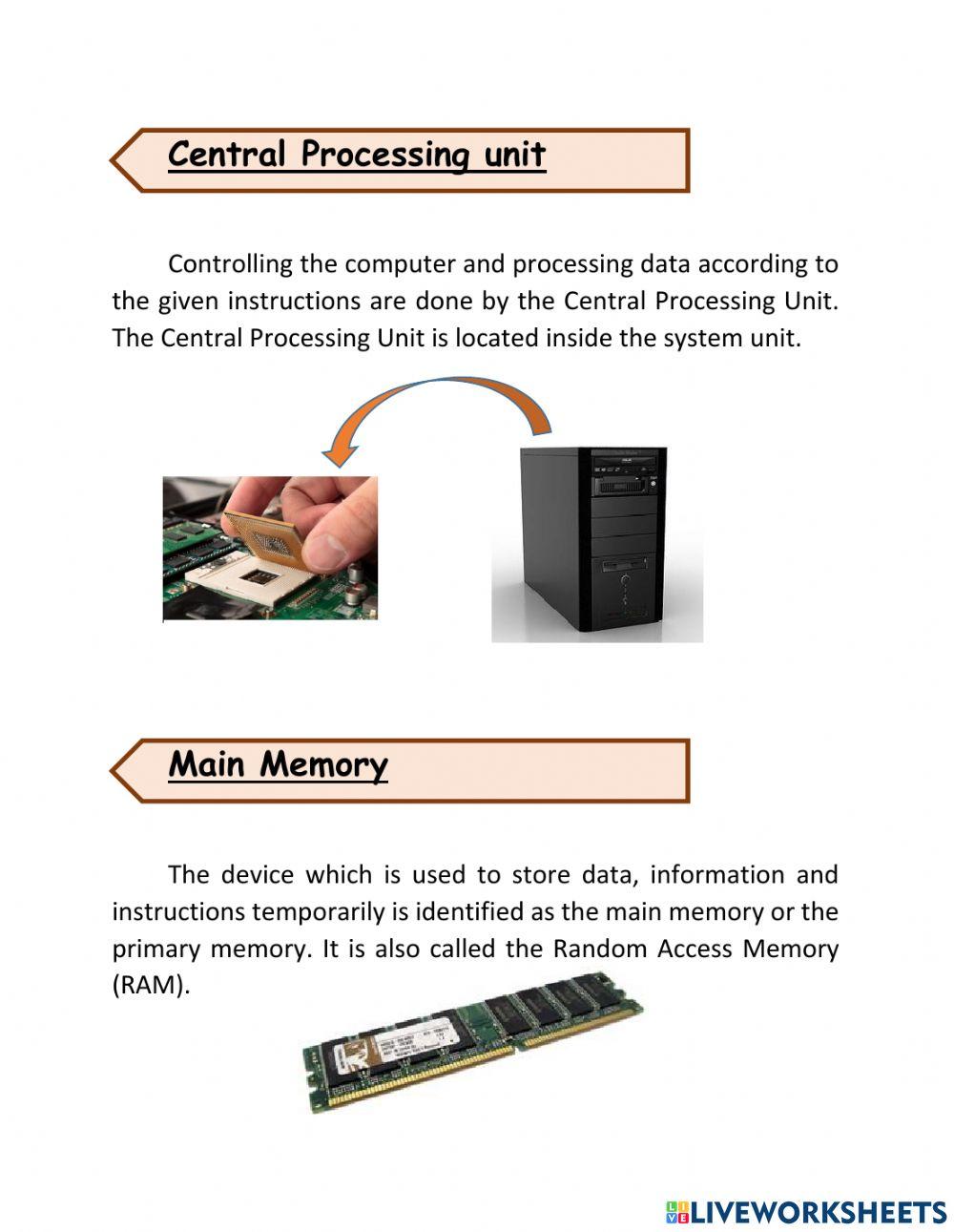 Let’s  Identify the components  of the computer