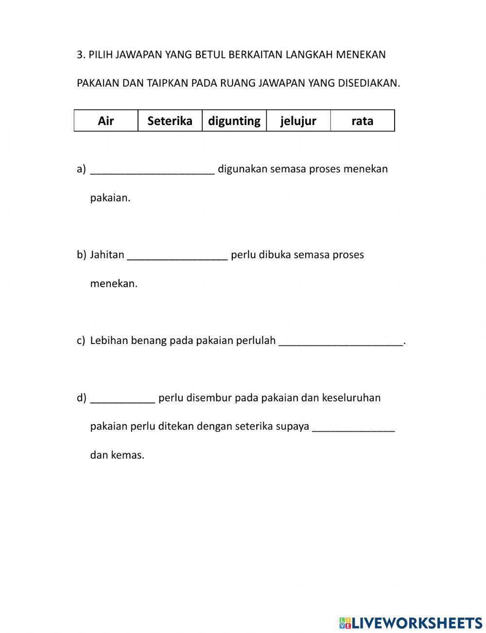 Latihan menjahit seluar pijama dan menekan pakaian