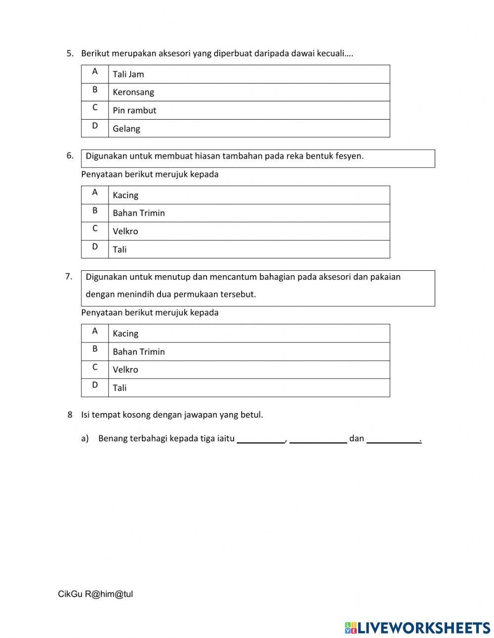 Kuiz Reka Bentuk Fesyen 9