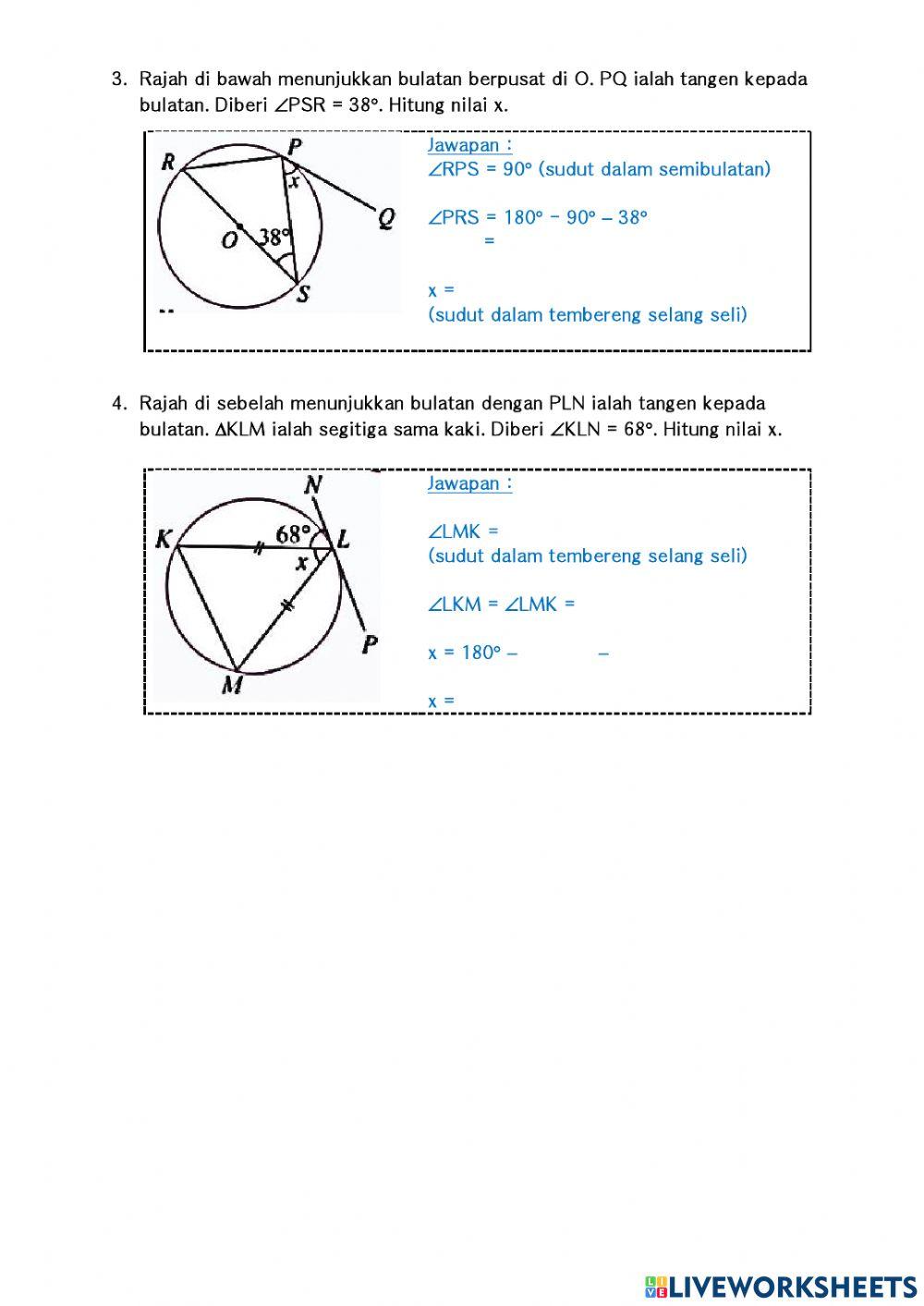 Sudut dan tangen bagi bulatan