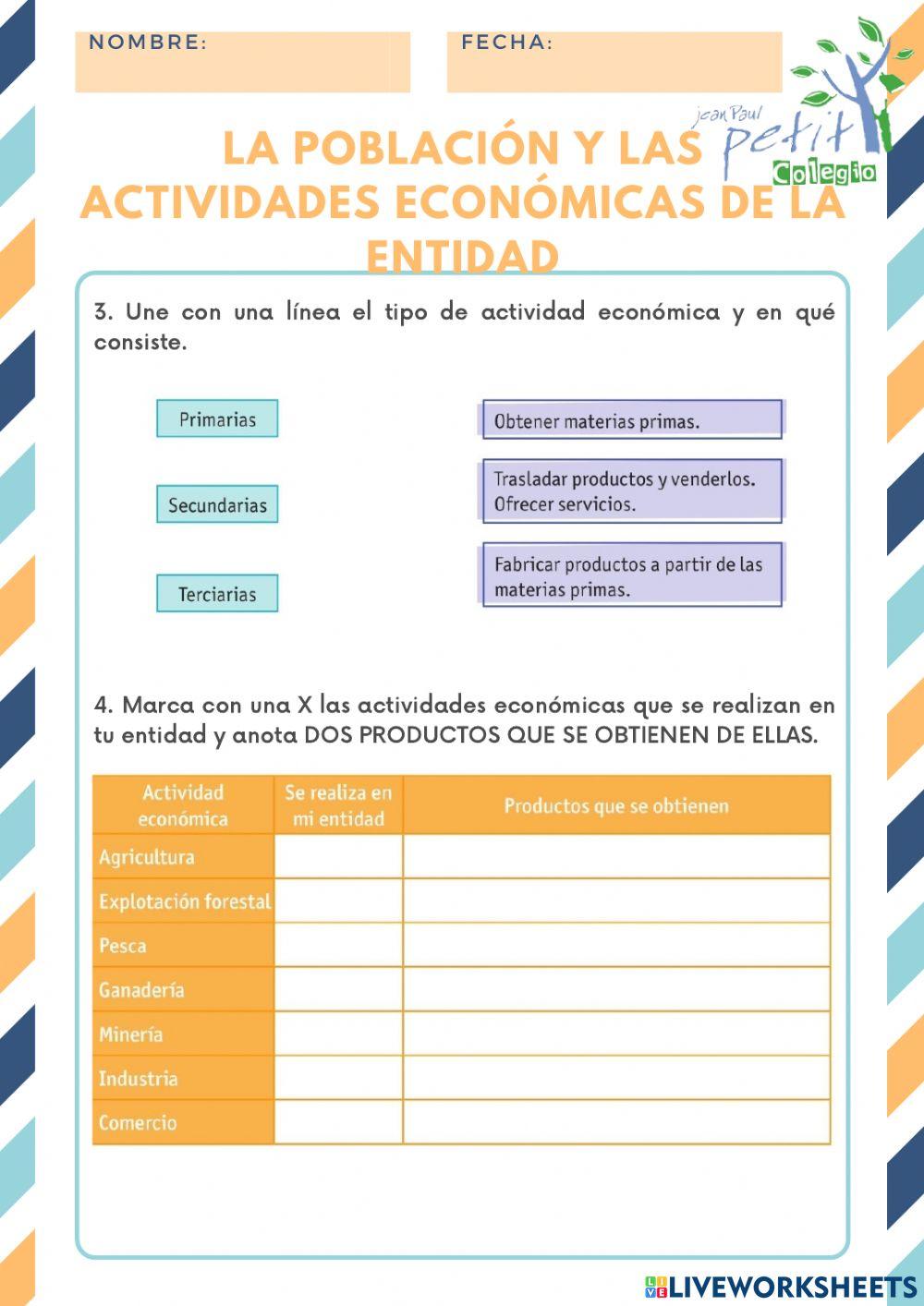 La población y las actividades económicas de la entidad