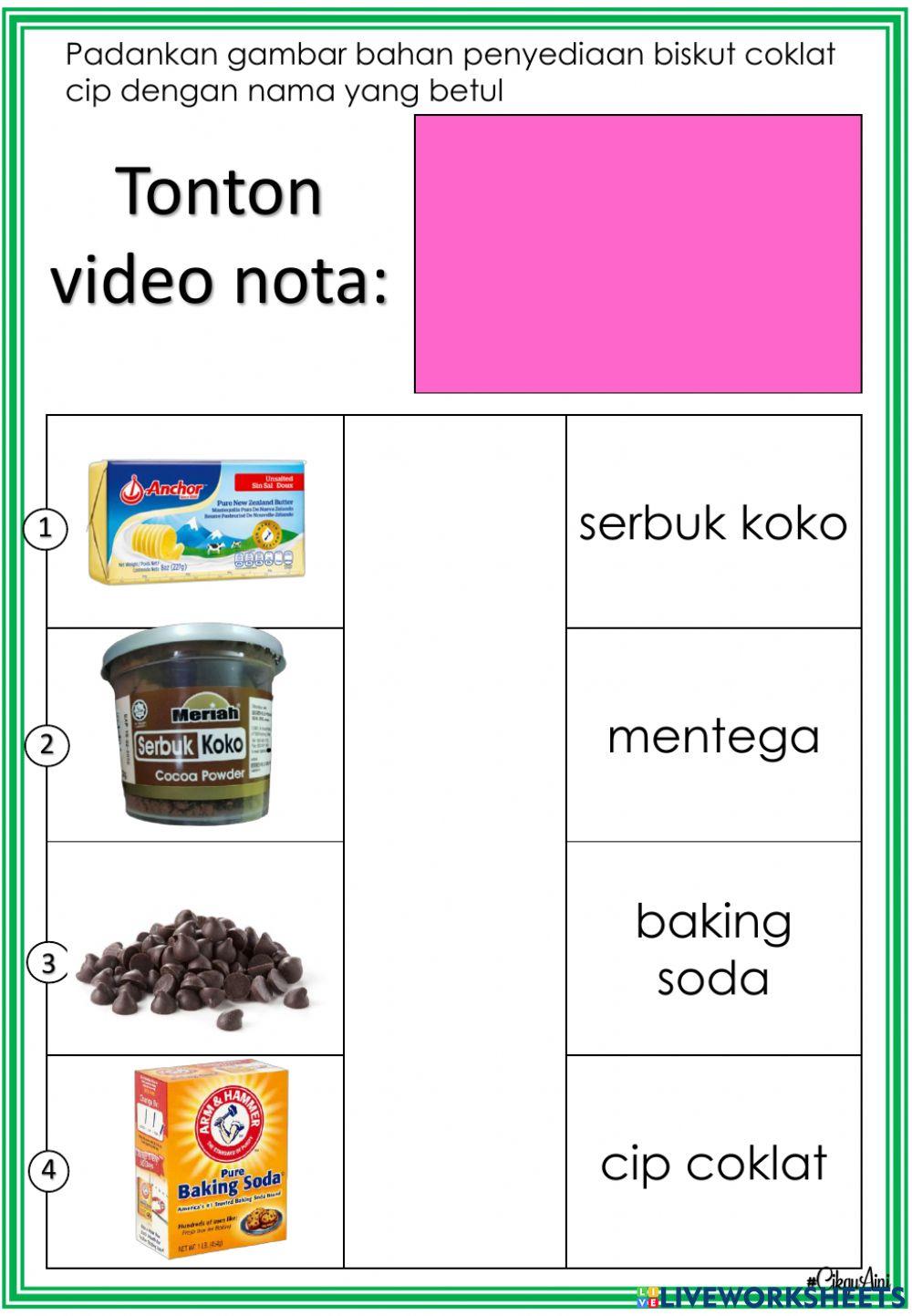 Bahan dan alatan penyediaan biskut coklat cip