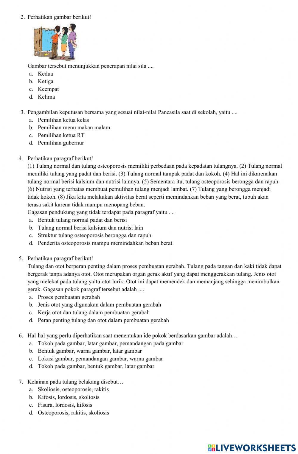 Penilaian harian tema 1 kelas 5