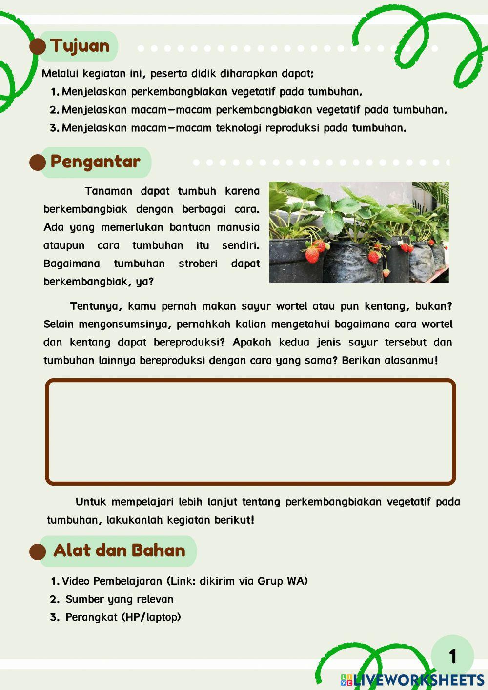 LKPD 2.1 Perkembangbiakan Vegetatif Tumbuhan Kelas 9 SMP