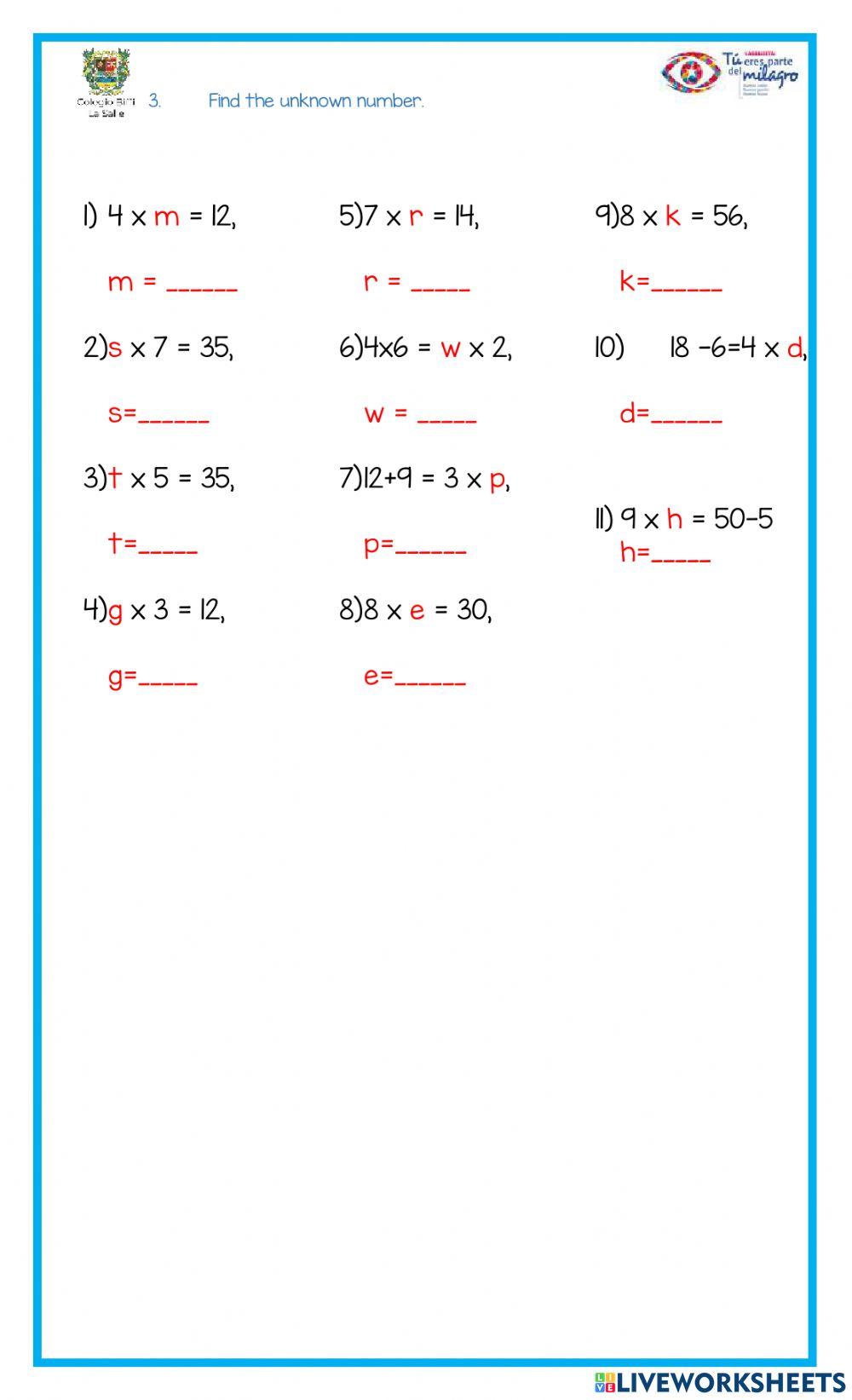 Multiplication facts