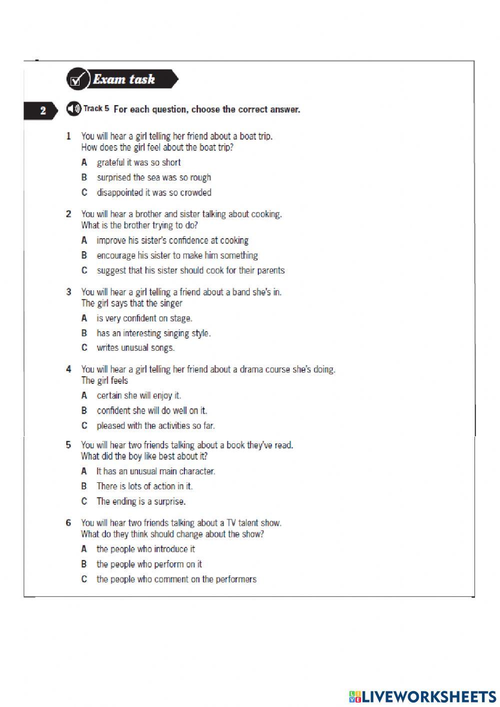 PET Listening Part 2 - 2 Practice