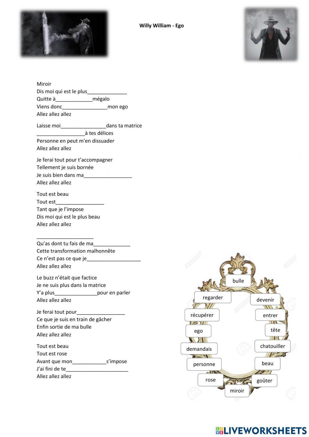 Willy William - Ego Interactive Worksheet | Live Worksheets