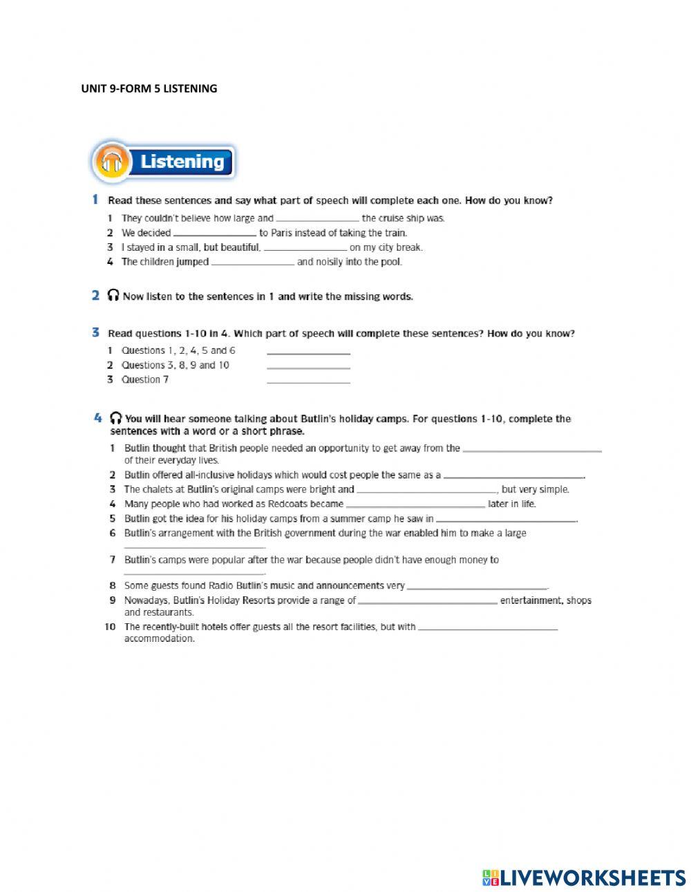 Unit 9 Form 5 Listening Page 116