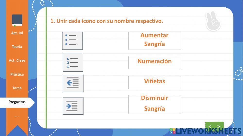 Sangría, Viñetas e Interlineado