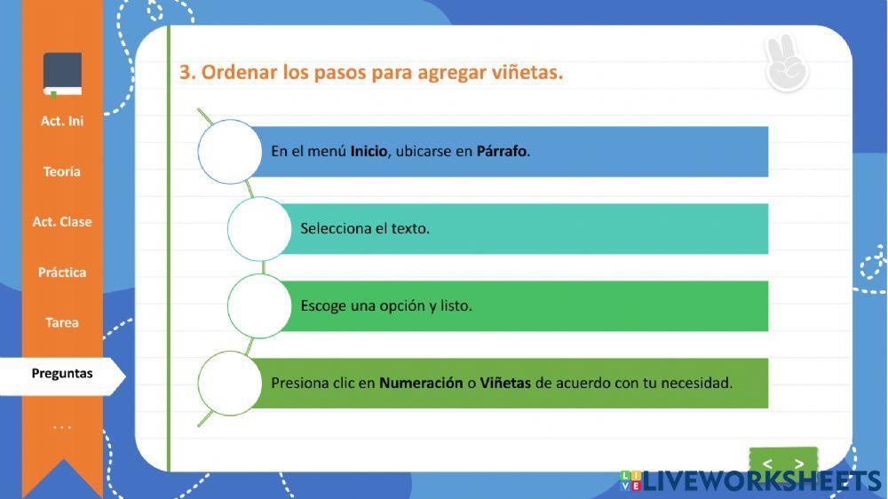 Sangría, Viñetas e Interlineado
