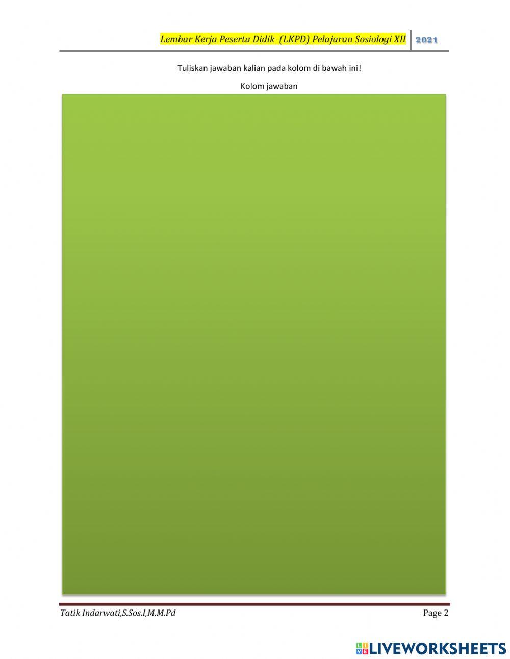 Sosiologi kelas XII pertemuan ke-9