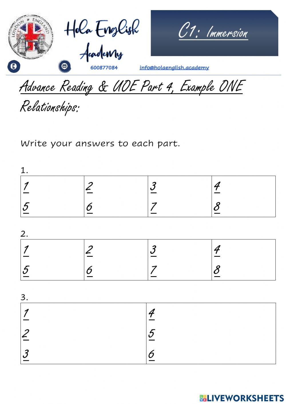 C1 Reading Part 4 eg1 Relationships