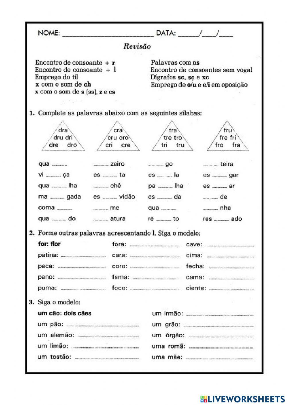 Atividades de portugues