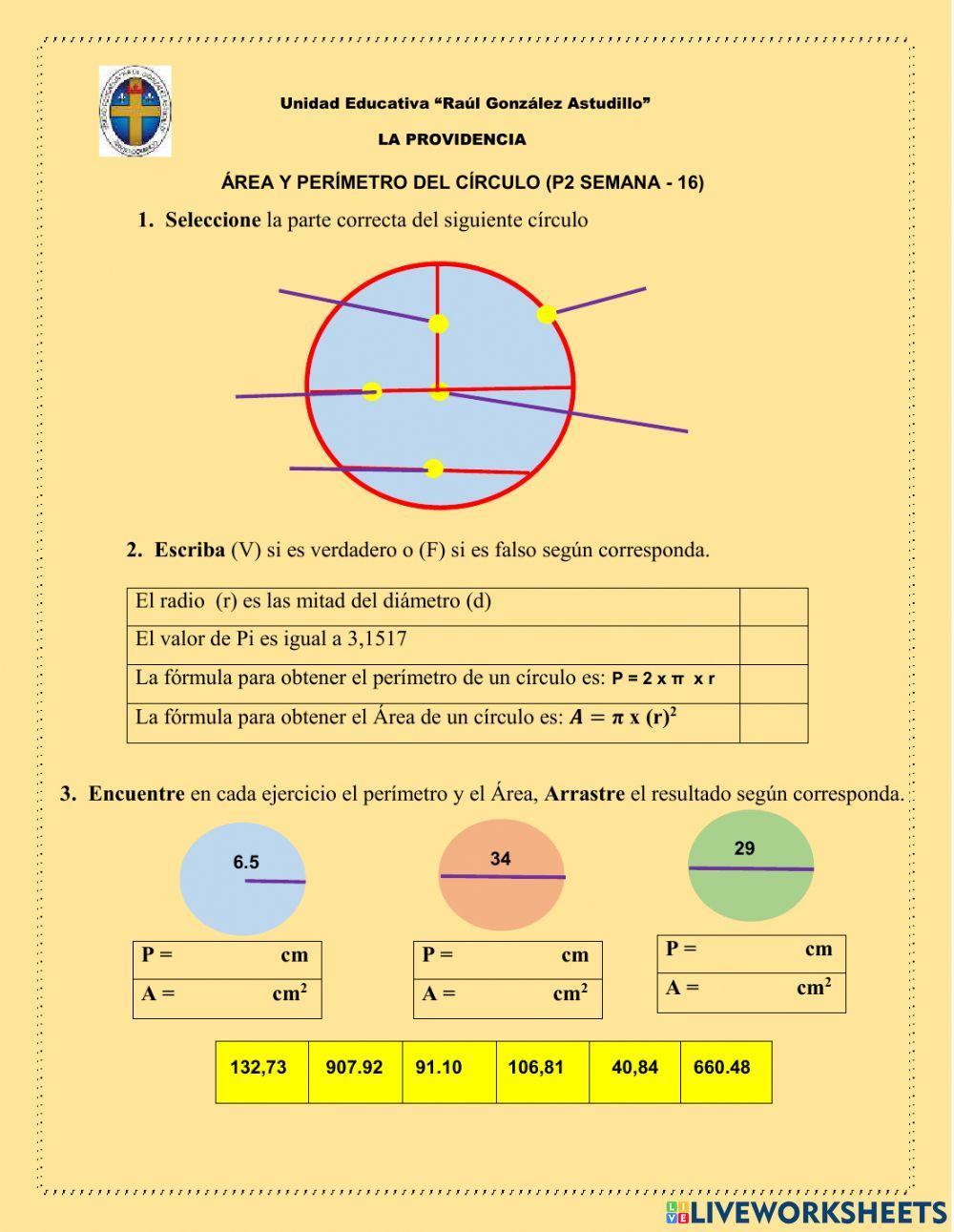 Périmetro y área cel círculo