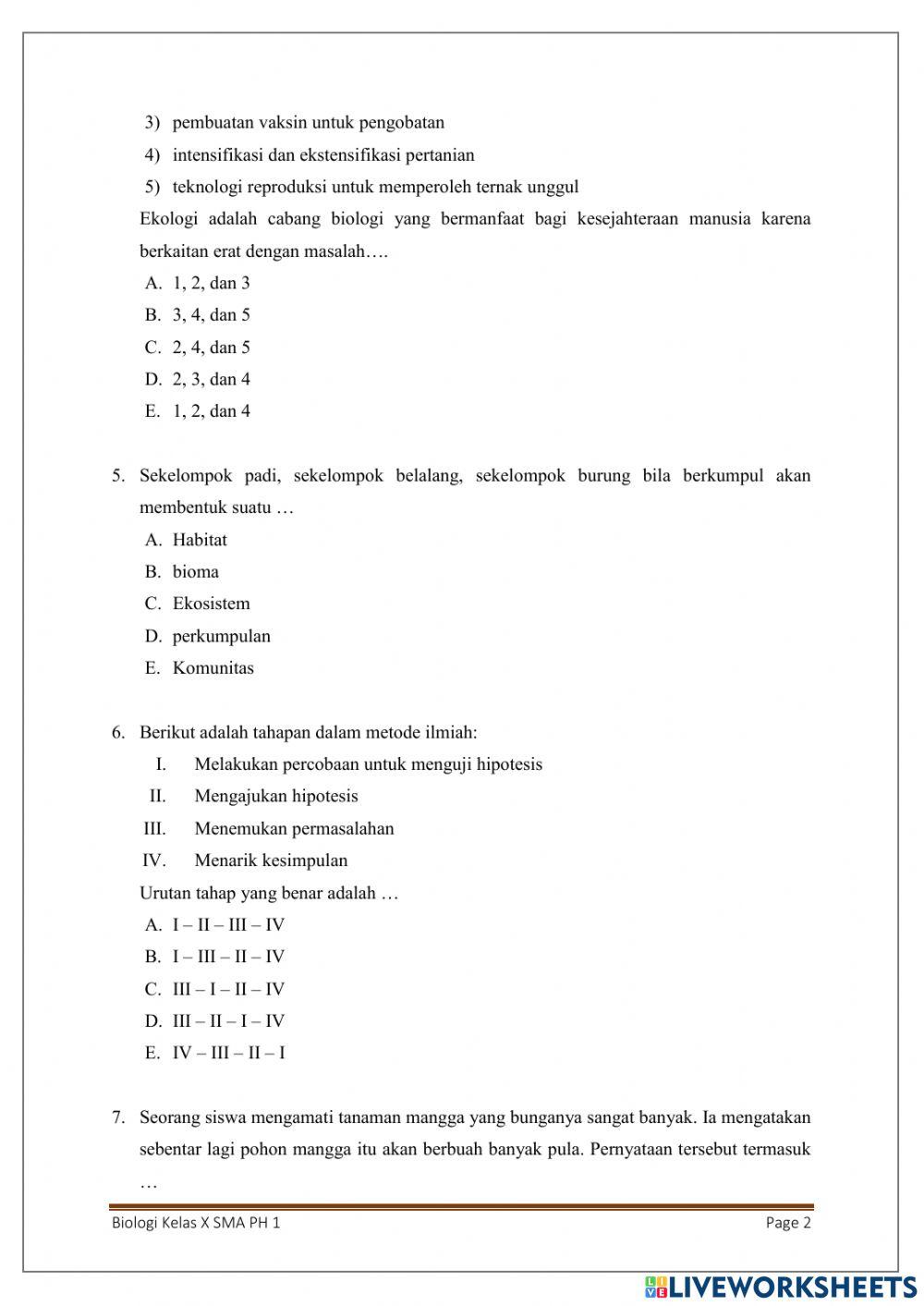 PH 1 Biologi Kelas X