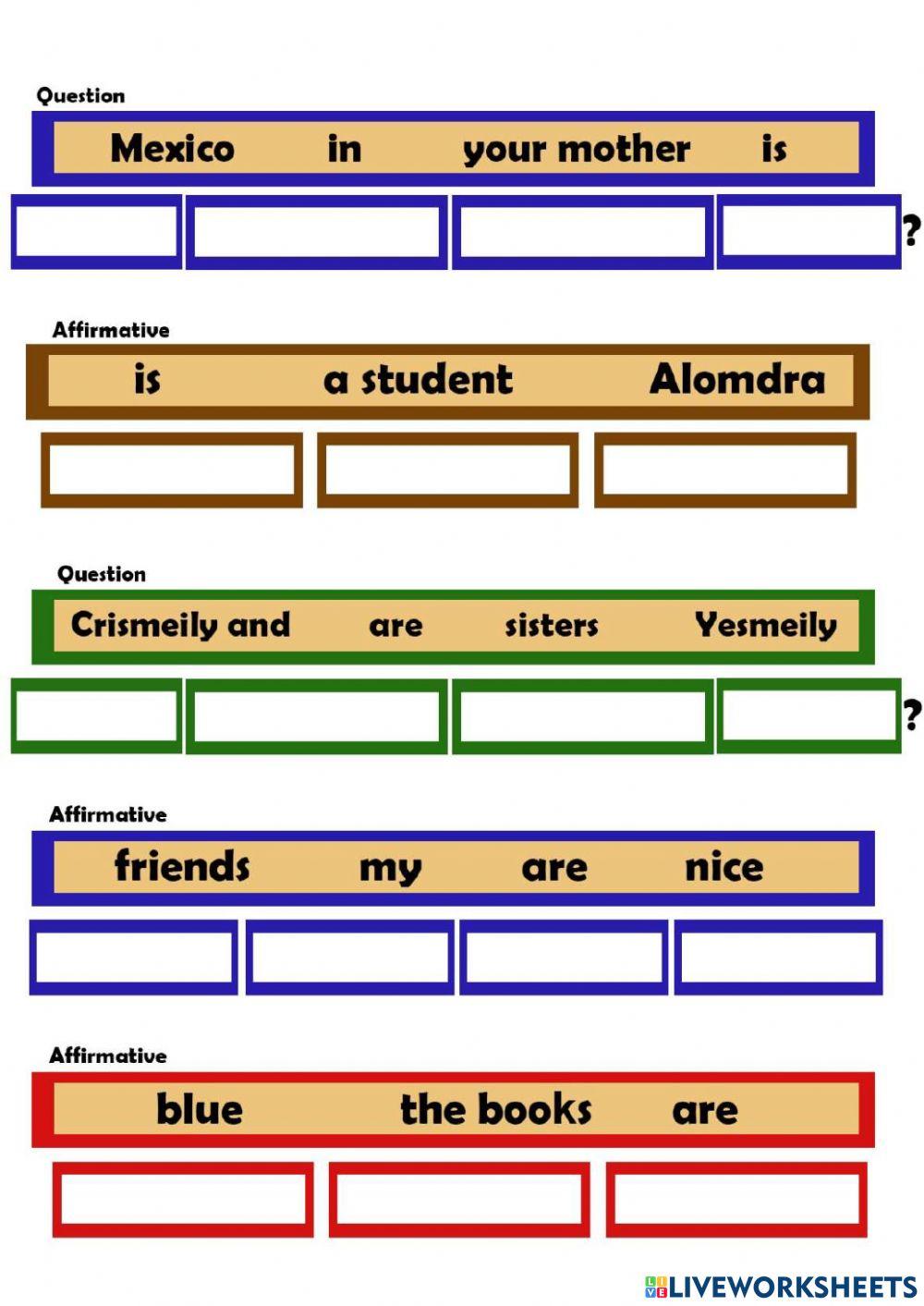 Questions and affirmative statements with be