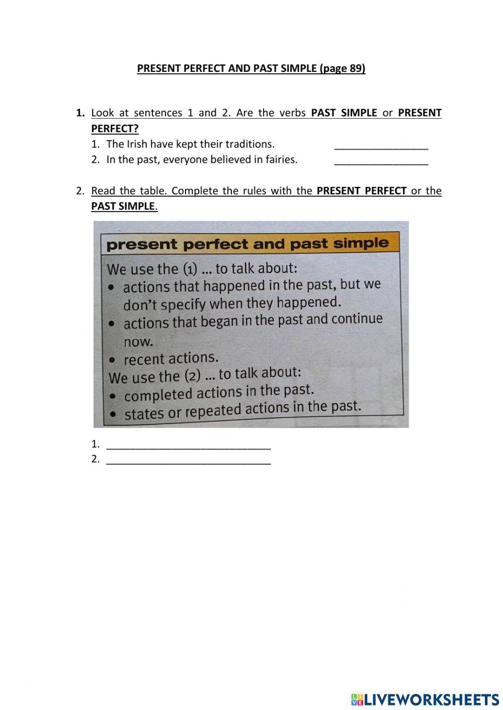 Present perefct and past simple