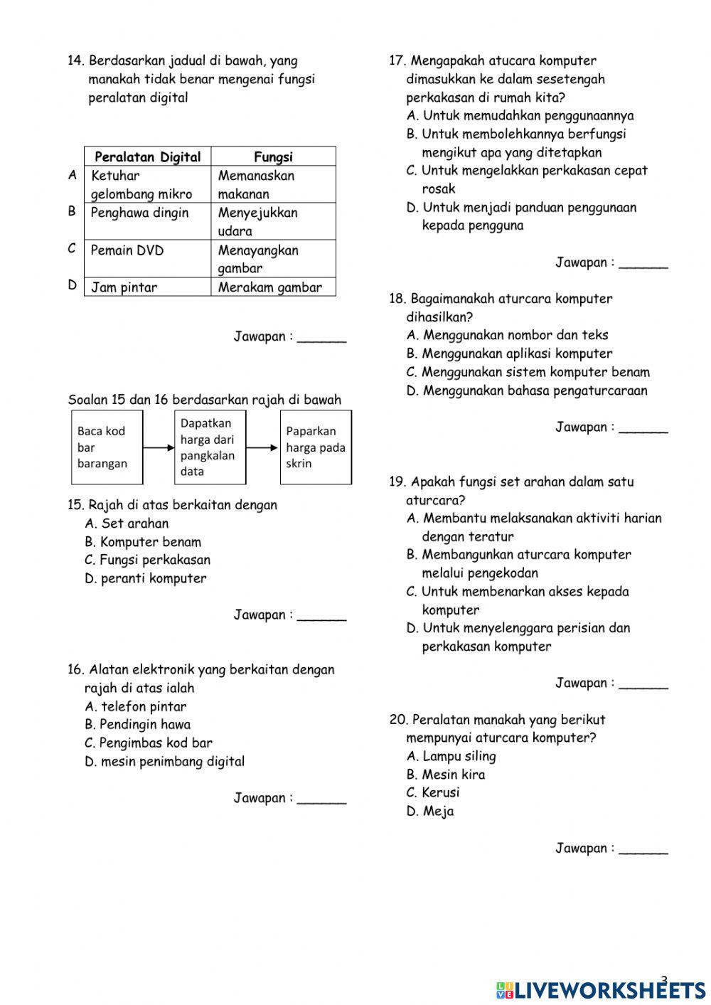 Pilih jawapan yang betul