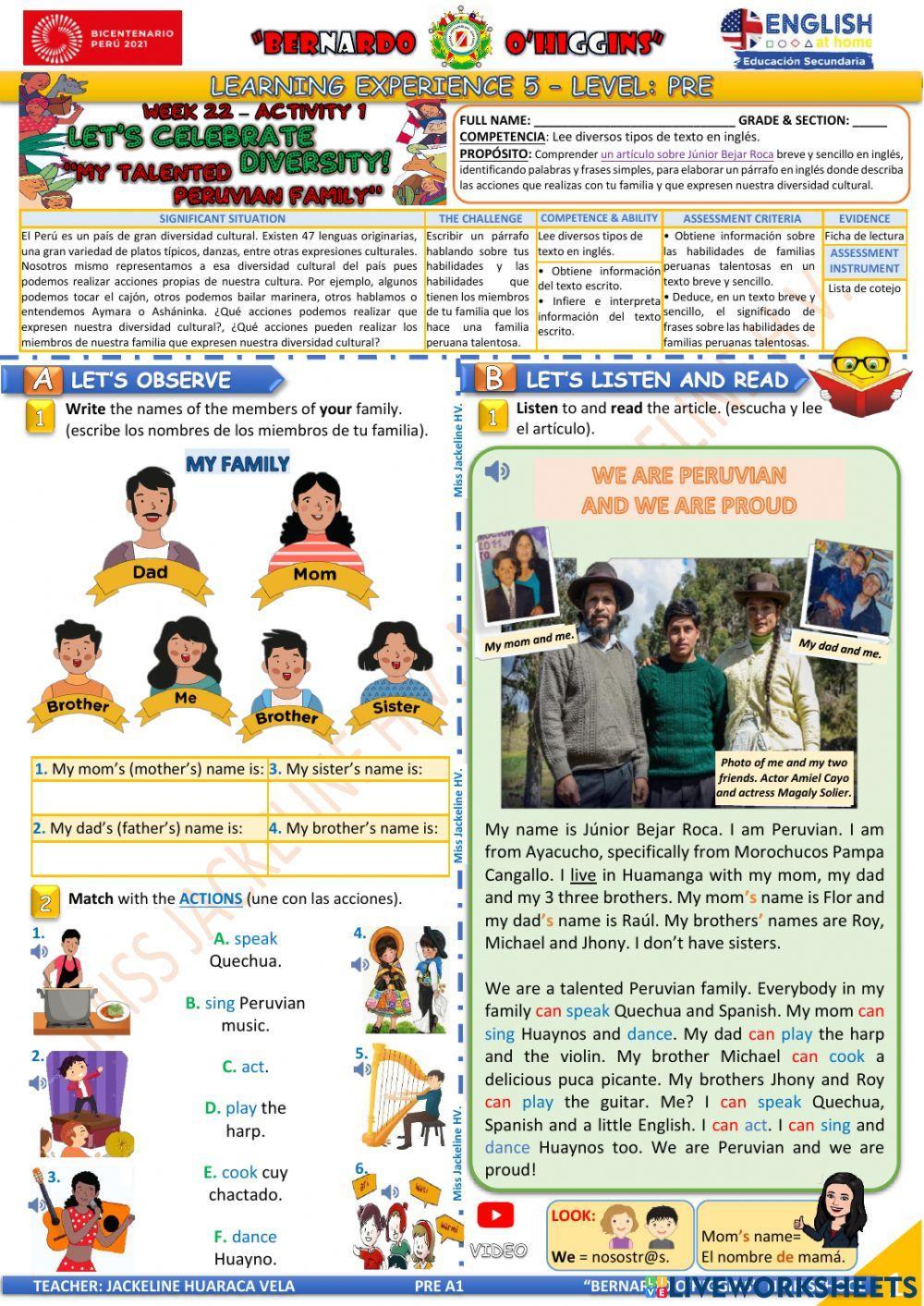 PRE A1 - EDA 5 - activity 1 - Aprendo en casa