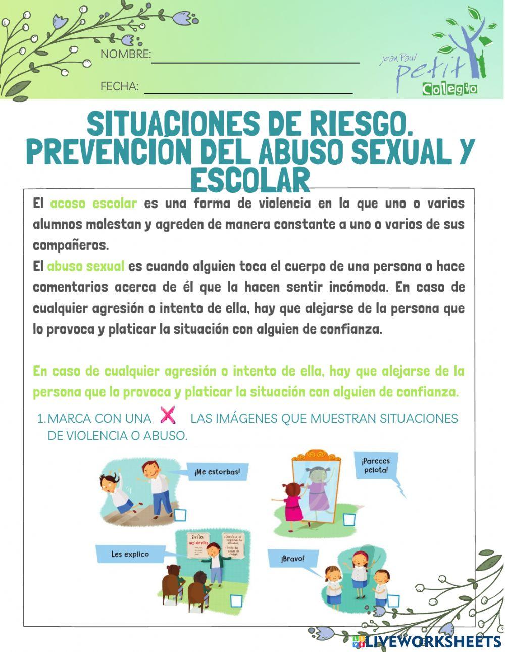 Situaciones de riesgo. Prevención del abuso sexual y escolar
