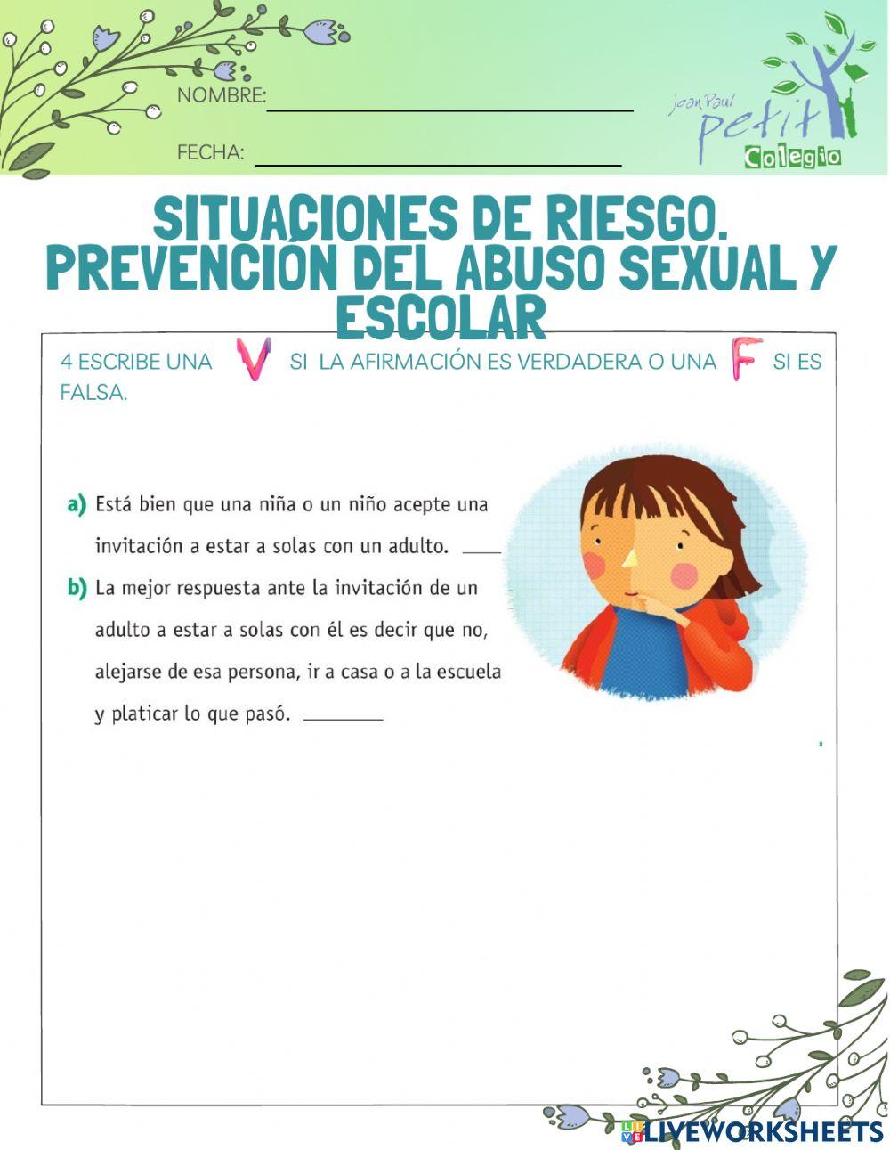 Situaciones de riesgo. Prevención del abuso sexual y escolar