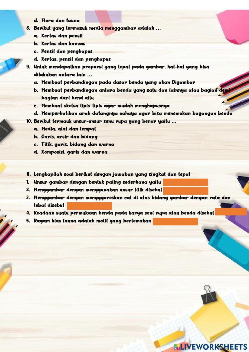 Ulangan kelas 7 menggambar bentuk