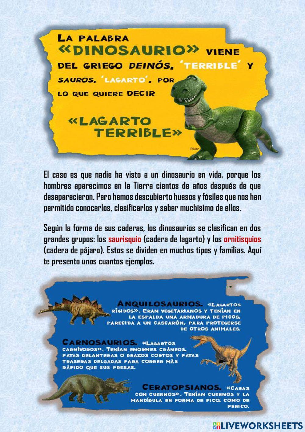 Comprensión lectora y visual - los dinosaurios