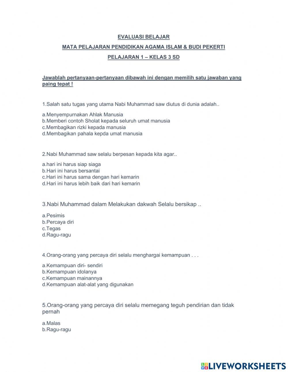 Evaluasi Pelajaran 1