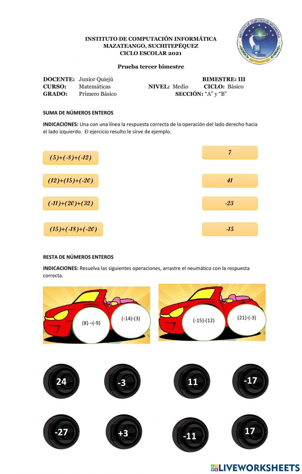 Suma y resta de números enteros
