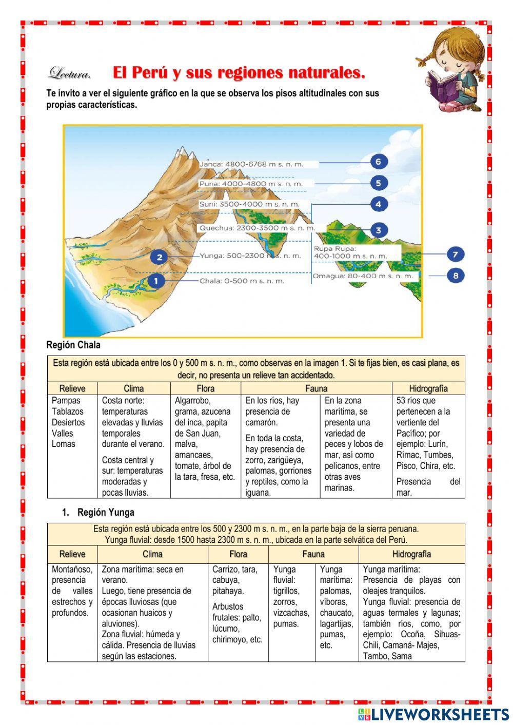 El Perú y sus regiones naturales.