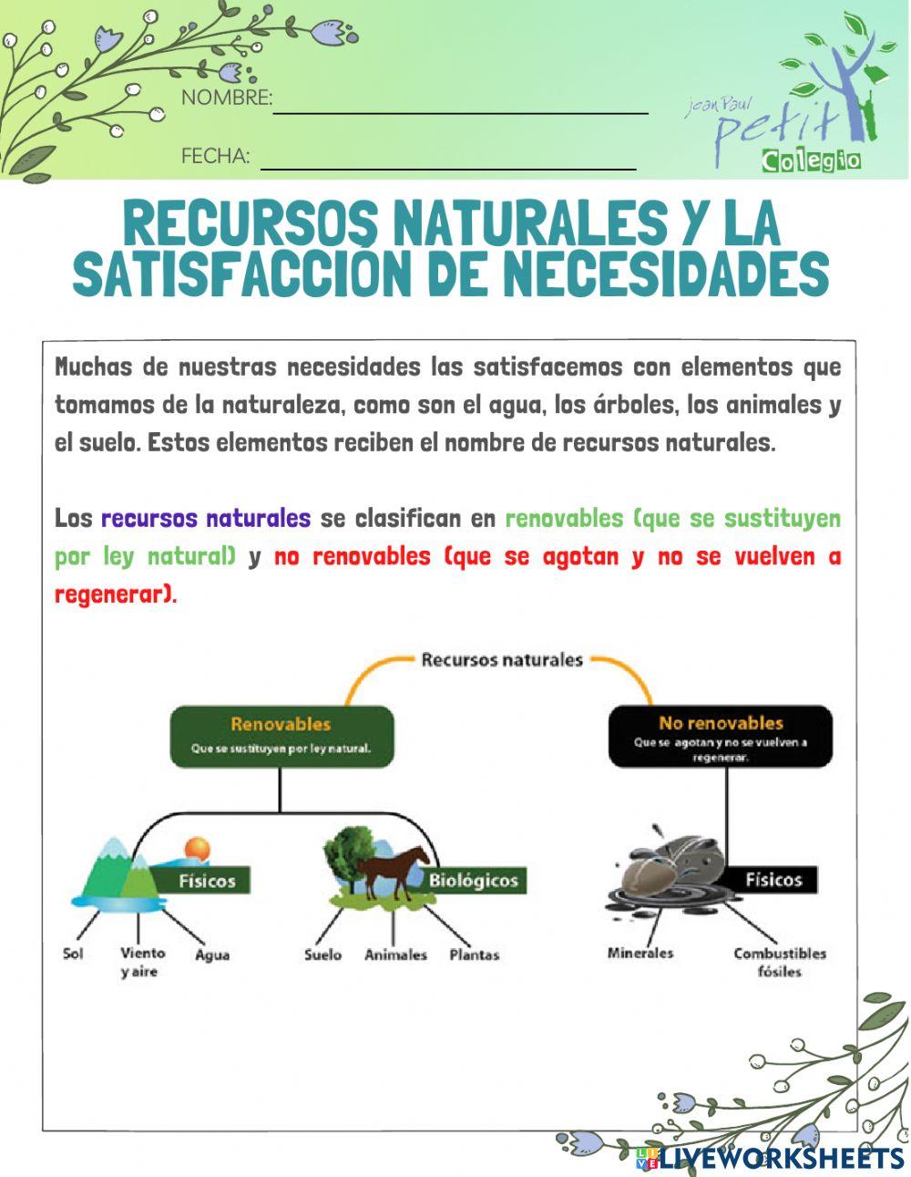 Recursos naturales y la satisfacción de necesidades