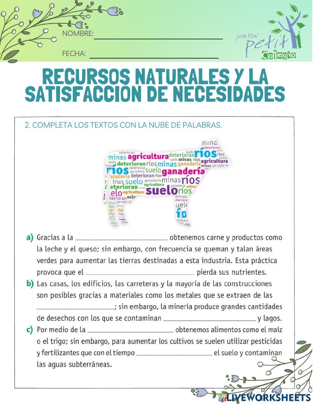 Recursos naturales y la satisfacción de necesidades