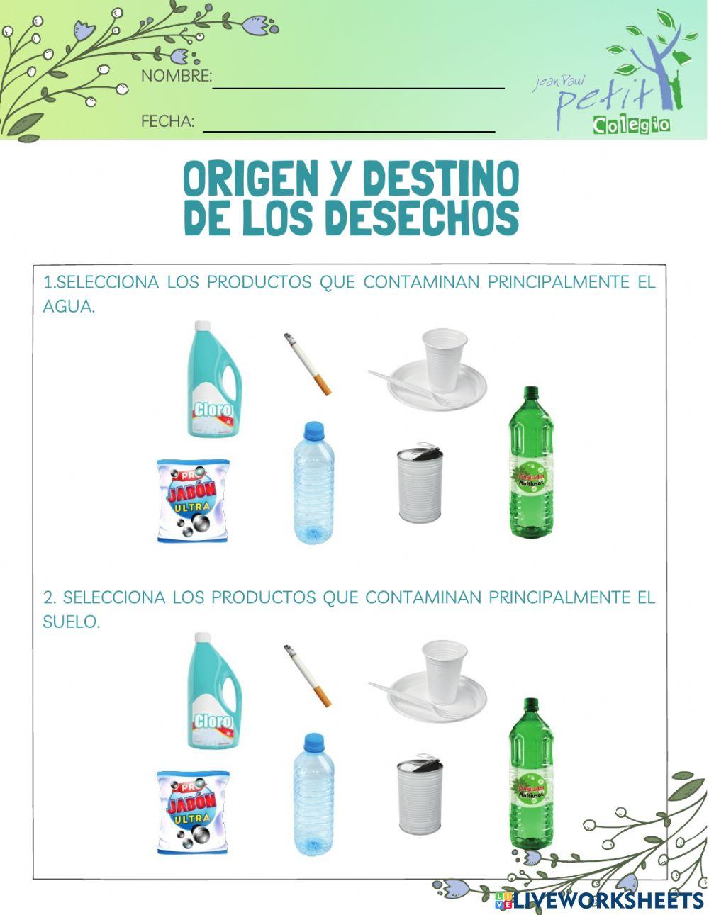 Origen y destino de los desechos