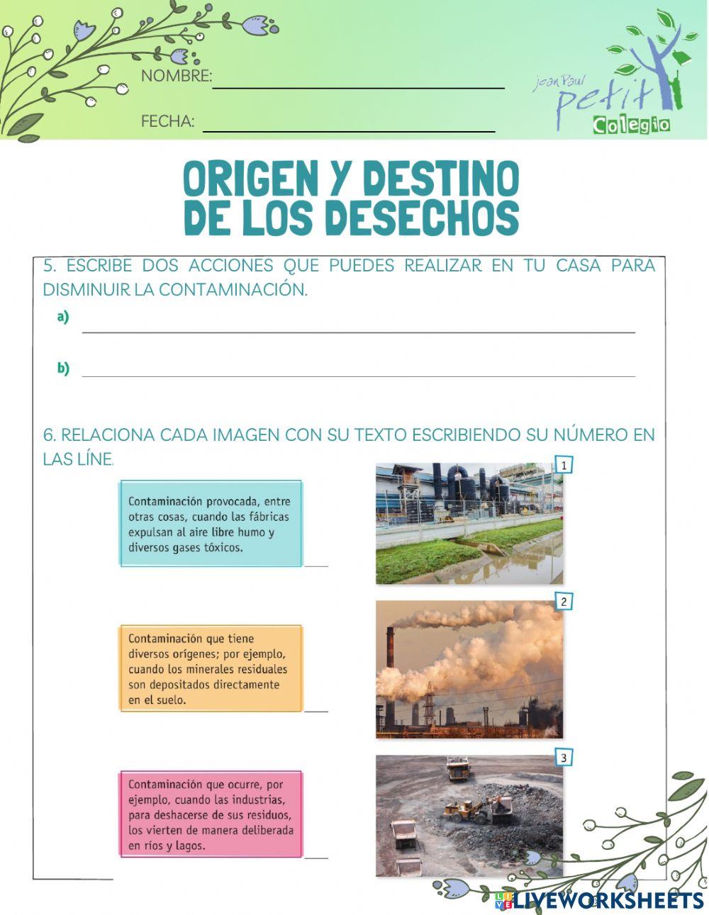 Origen y destino de los desechos