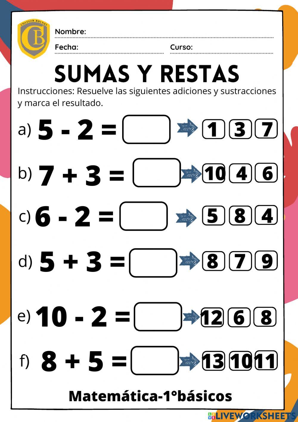 Sumas y restas verticales