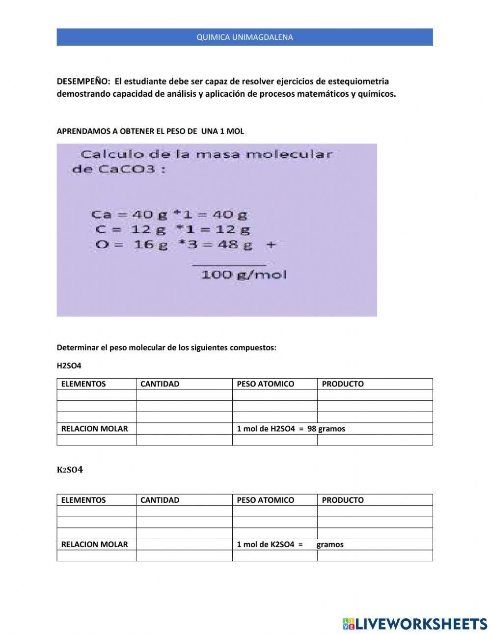 Calculos estequiometricos Calculos estequiometricos