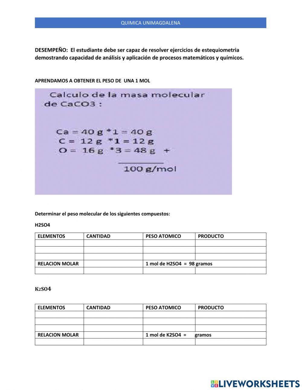 Calculos estequiometricos