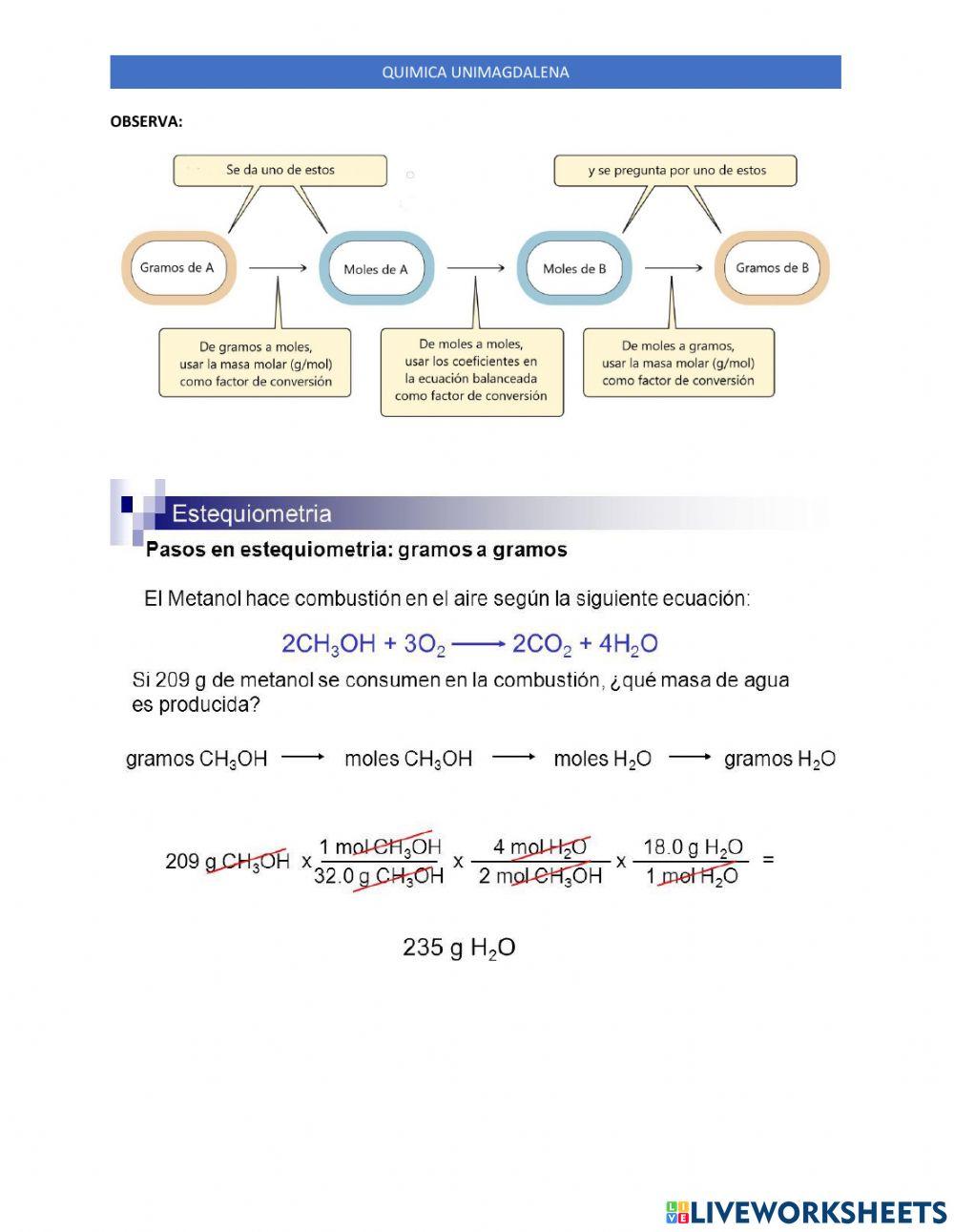 Calculos estequiometricos Calculos estequiometricos