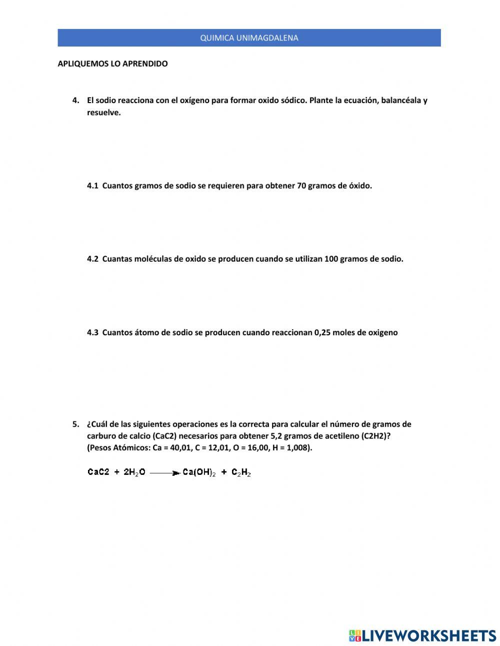 Calculos estequiometricos Calculos estequiometricos