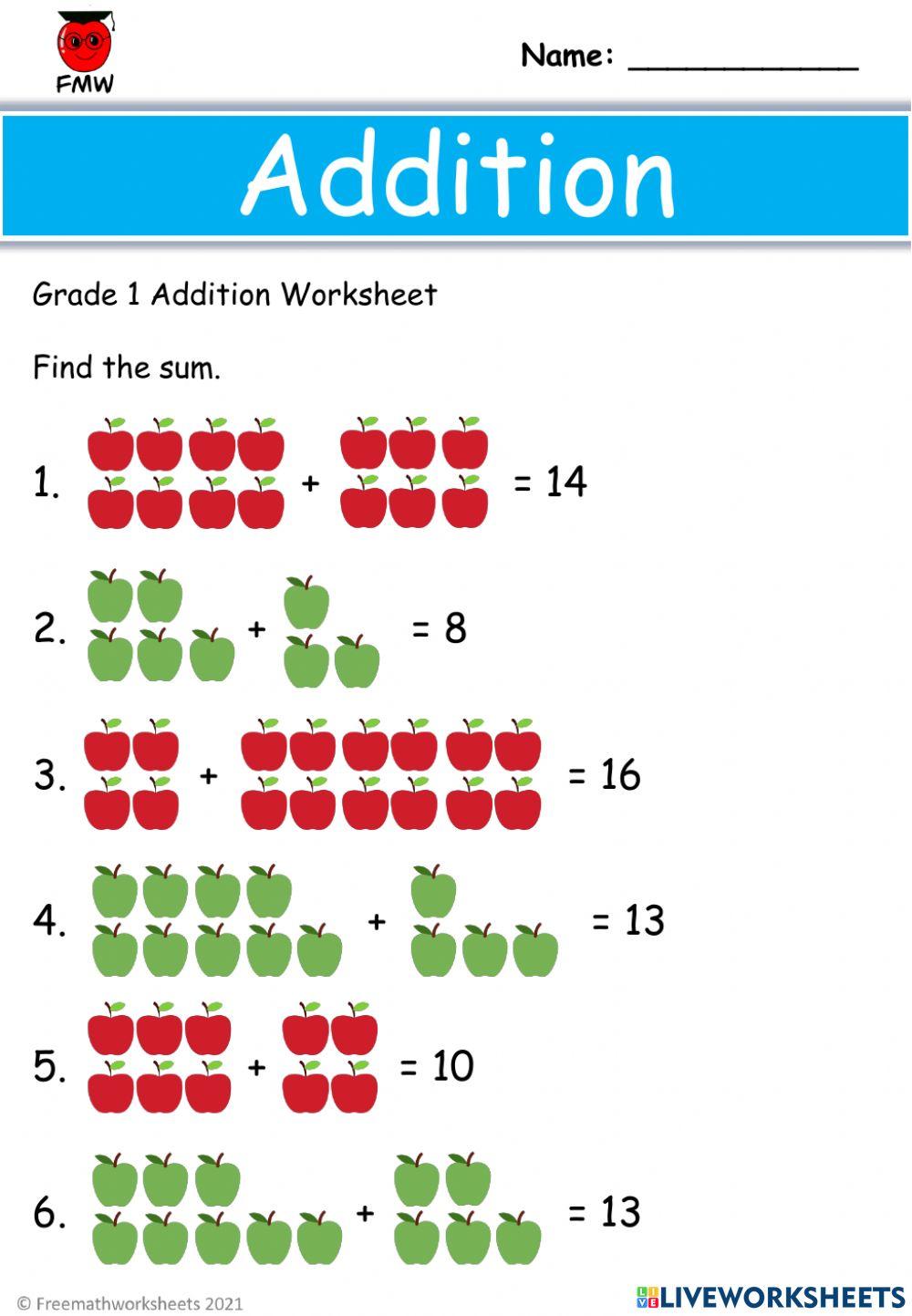 5122680 | Grade 1 Math worksheet Addition | Nadeem