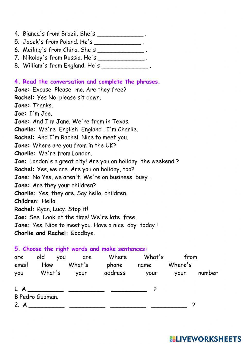 Test English File Beginner Part 1