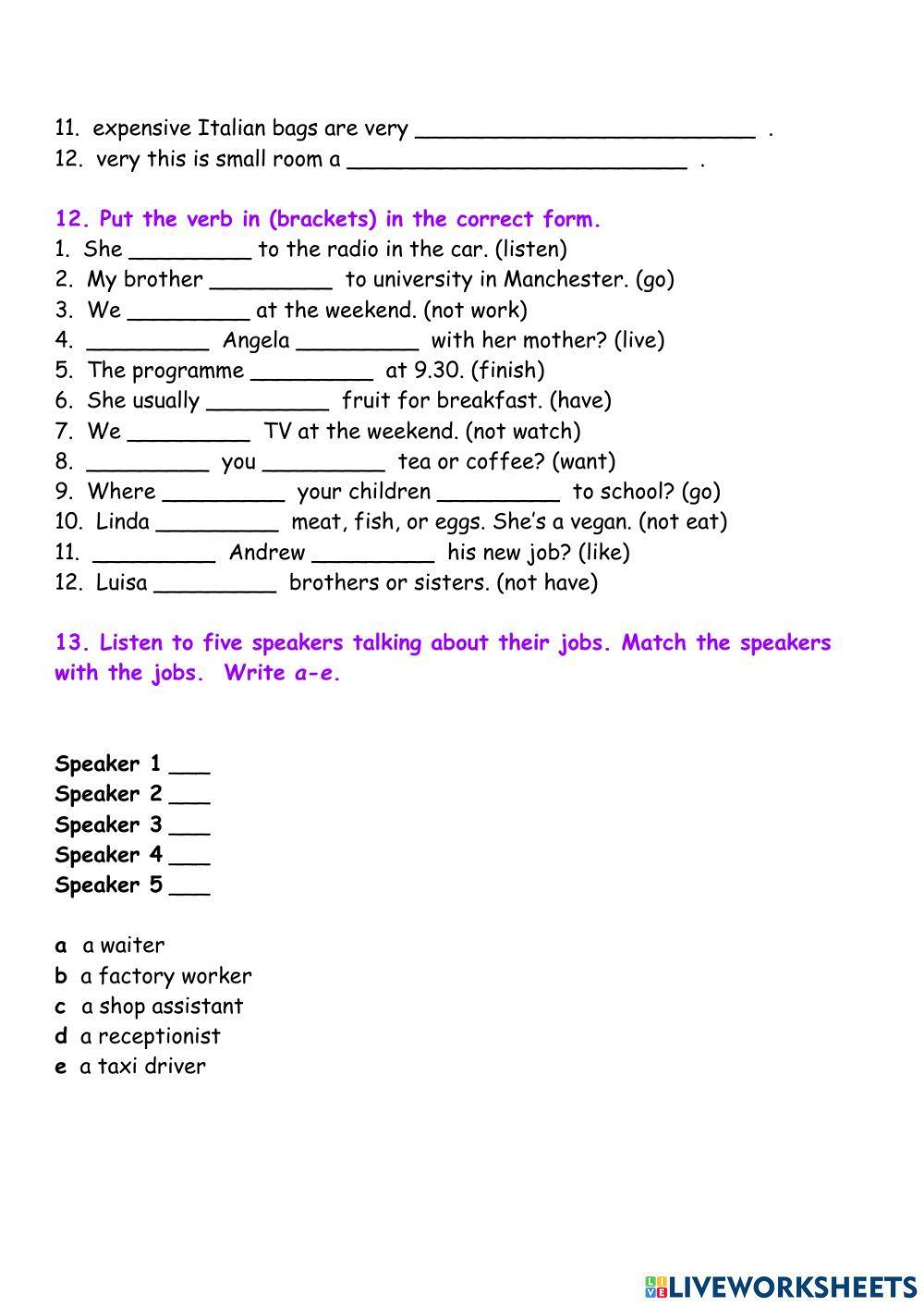 Test English File Beginner Part 1