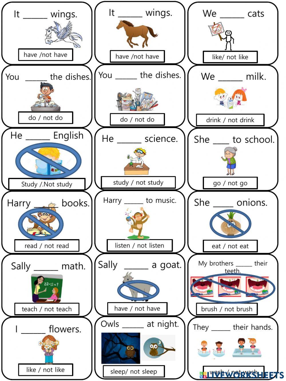 -s -es -ies don't doesn't