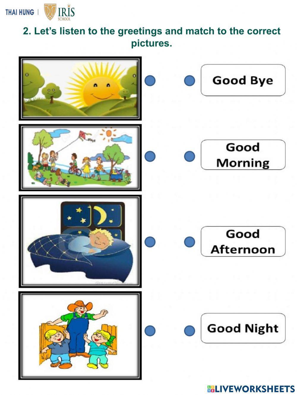 Worksheet about Greetings for Kids