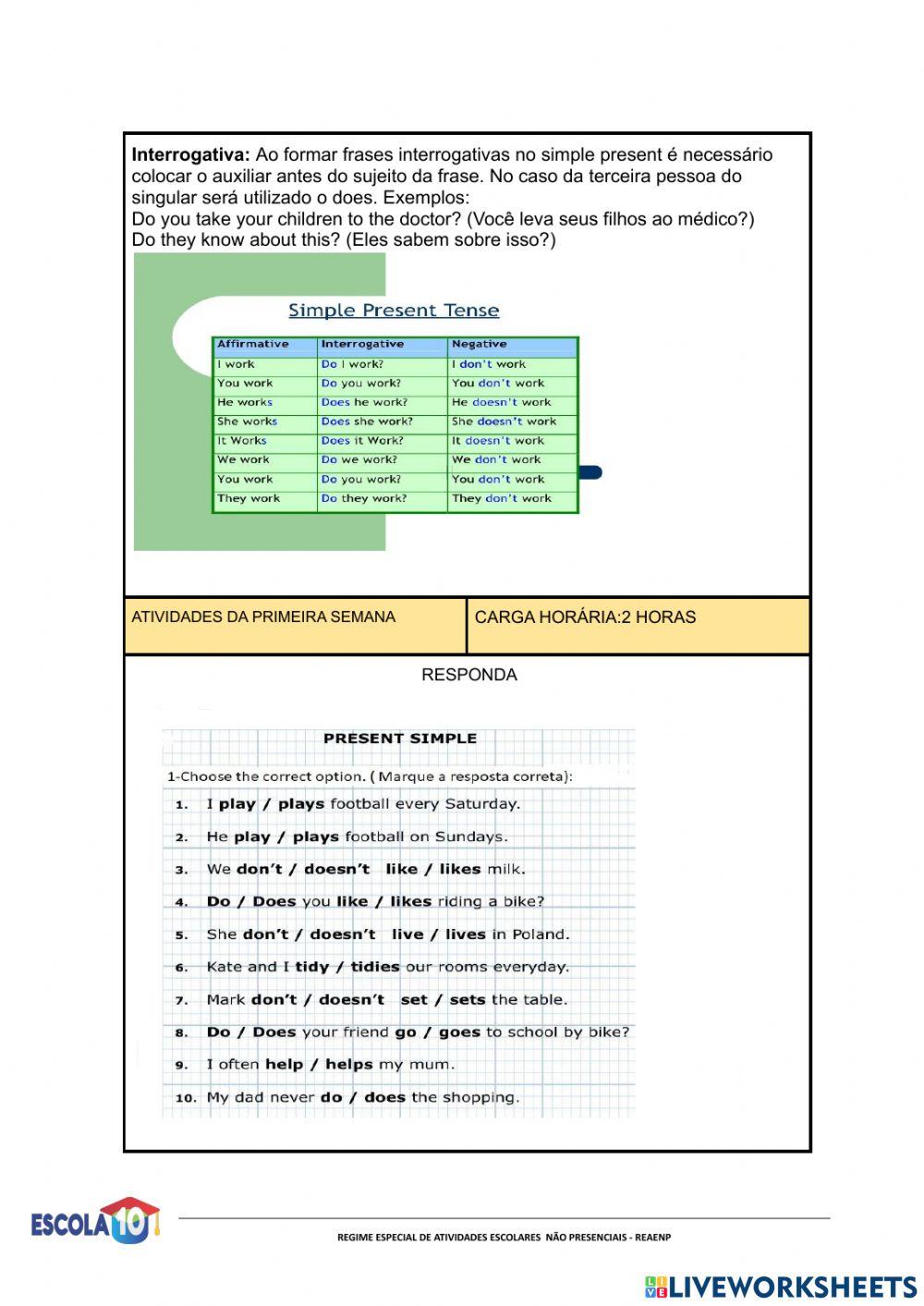 Roteiro de Inglês  - 8 ano- 10 ° quinzena