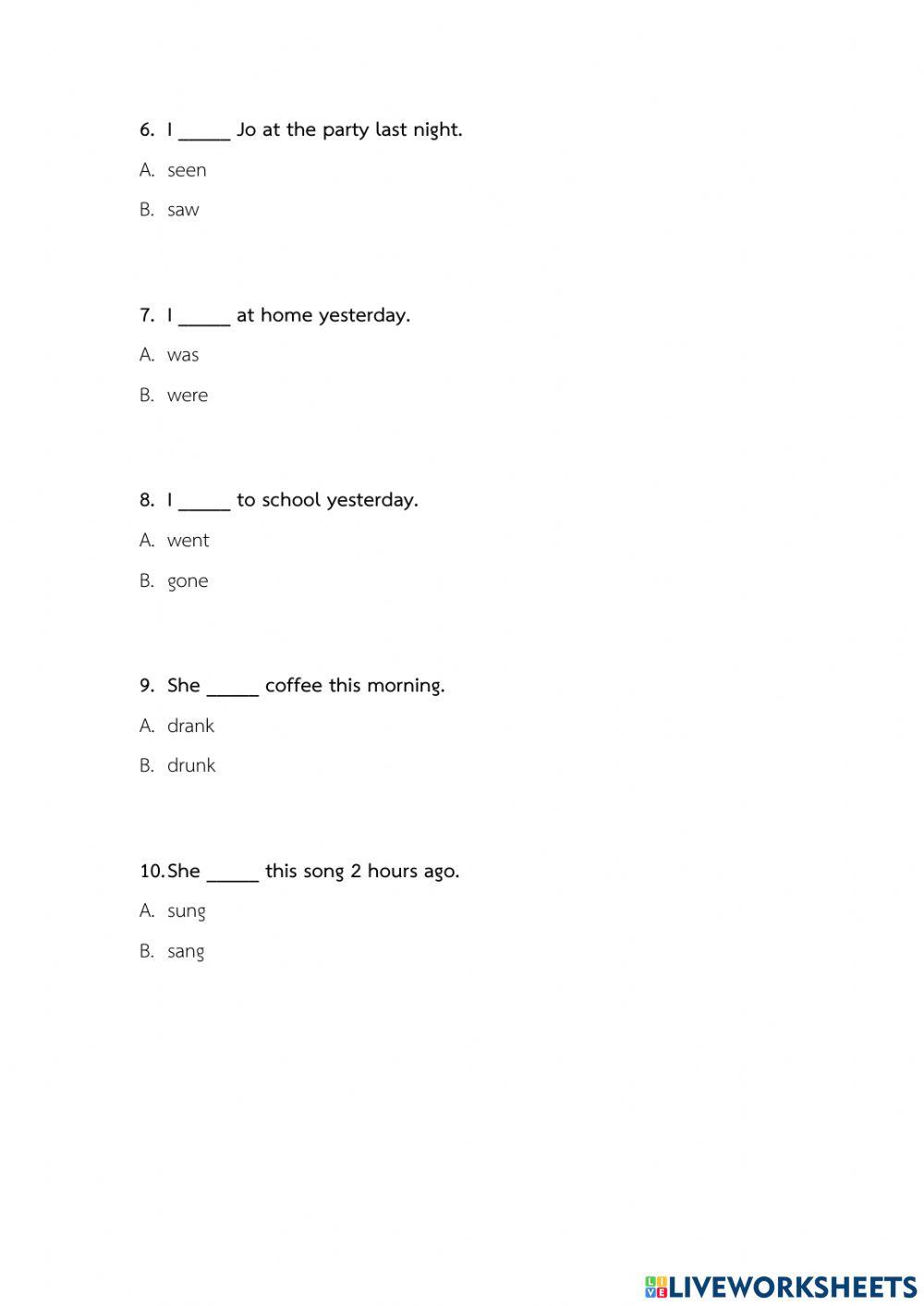 Test1,2 (is,am,are and Past simple tense)